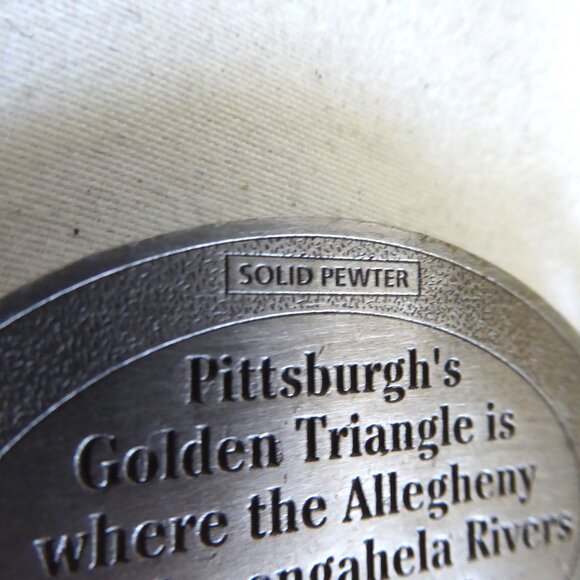 VINTAGE NEW SOLID PEWTER EMBOSSED PITTSBURGH PENNSYLVANIA KEYCHAIN KEY RING - Picture 8 of 8